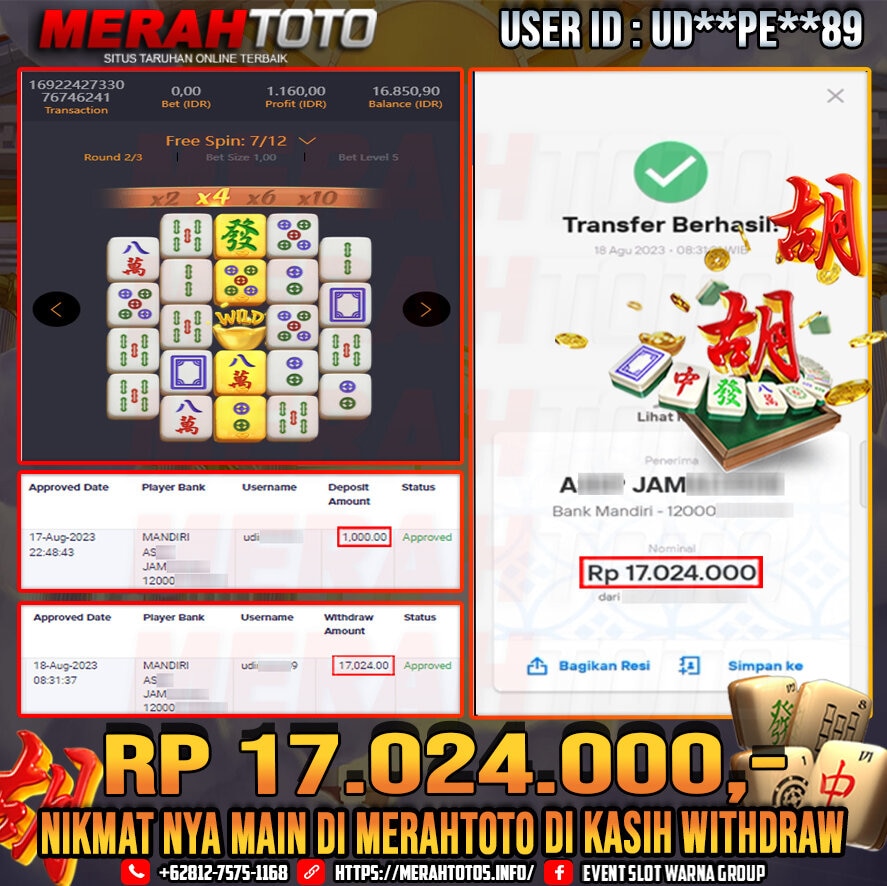 bukti-jp-slot-member-merahtoto-18-agustus-2023-mahjong-ways-pg-slots